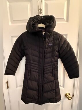 Patagonia Black Puffer Hooded Kids' Long Coat
